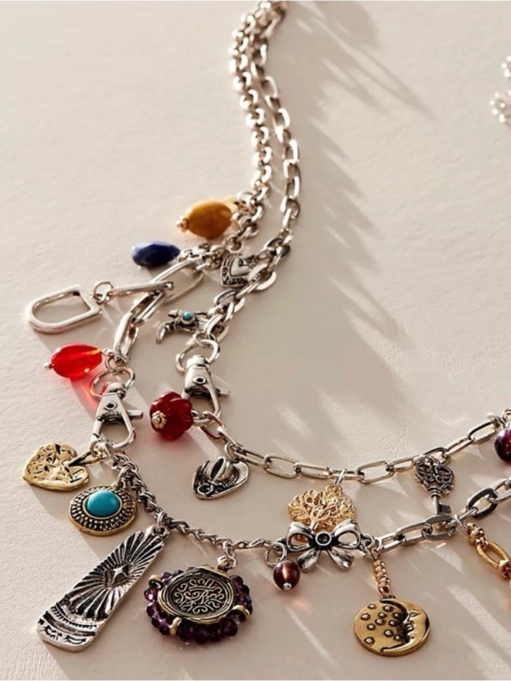 Free People Maxamillion Layered Charm Necklace World Traveler